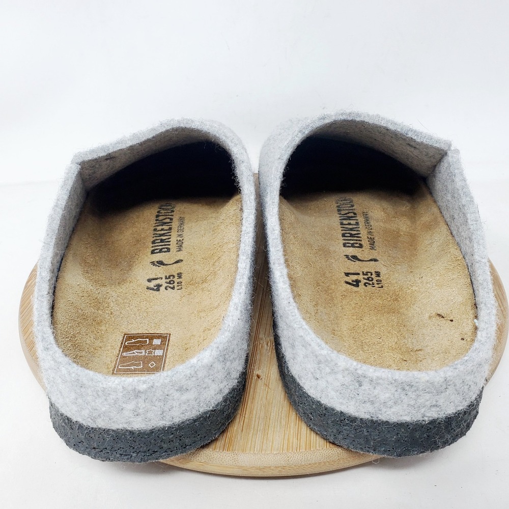 Birkenstock Zermatt Clogs 41 Womens 10 Grey Wool Slip On Mule Comfort Shoes - Picture 7 of 13